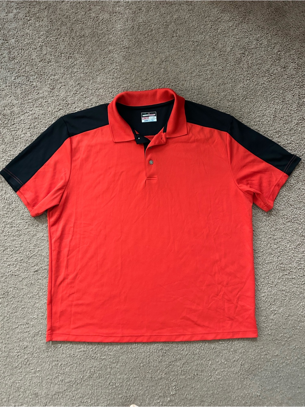 Grand Slam Airflow Men’s Orange Polo Shirt with Black Shoulder Panels XXL